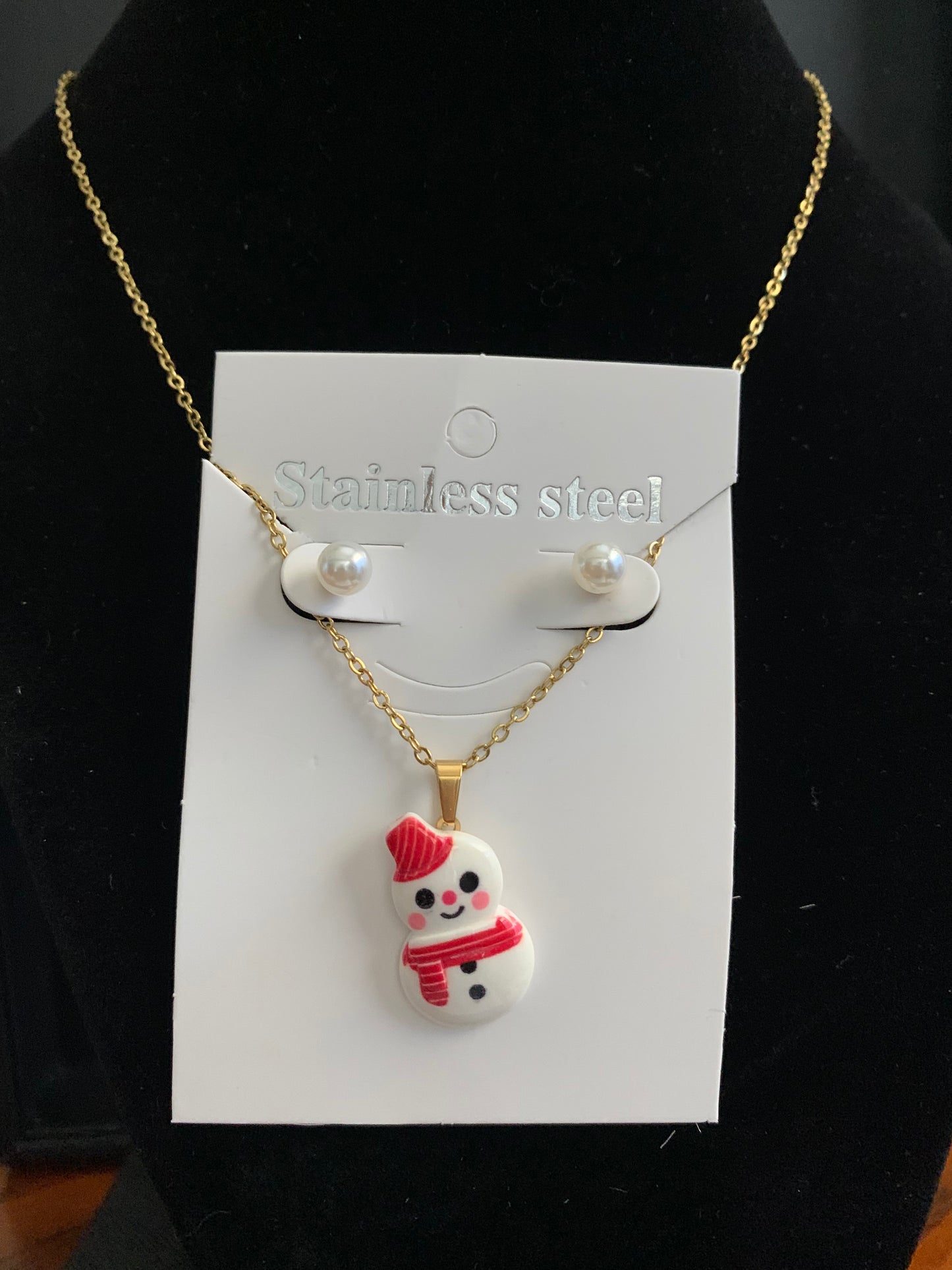 Snowman Necklace And Earring Set