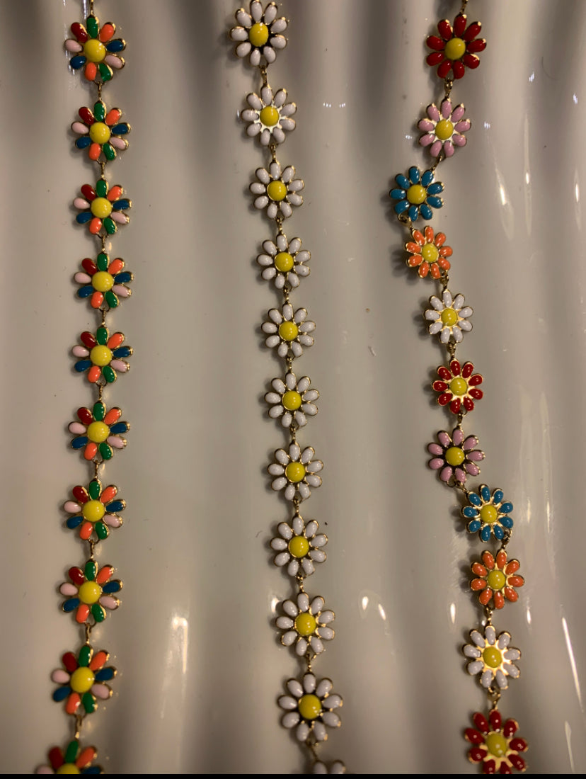 Daisy Flower Gold Plated Stainless Steel Bracelet