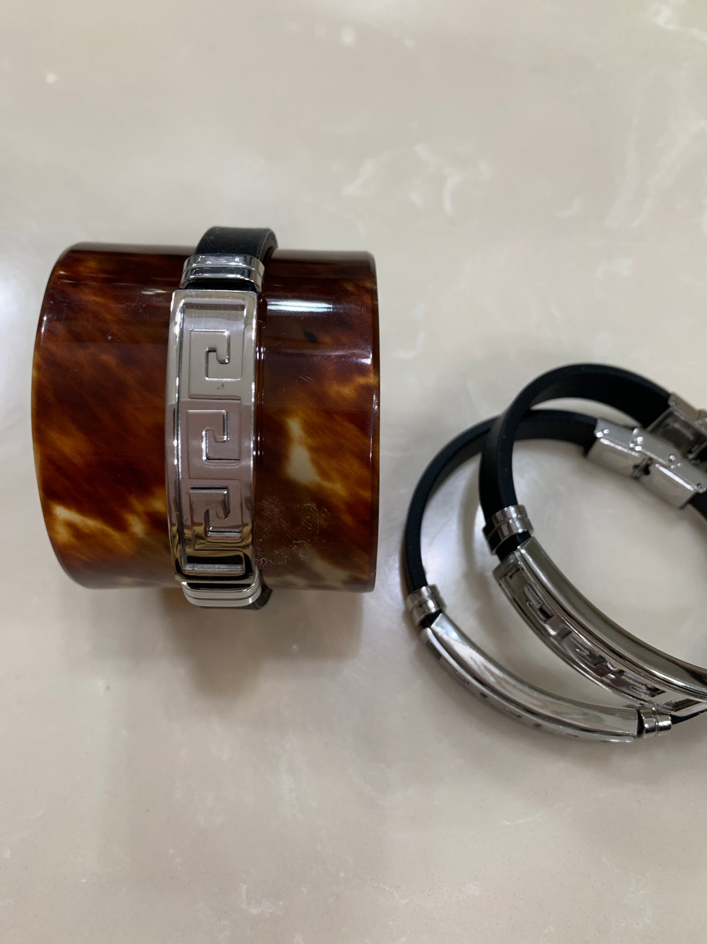 Stainless Steel/Leather Combination for man and women Classic Bracelet