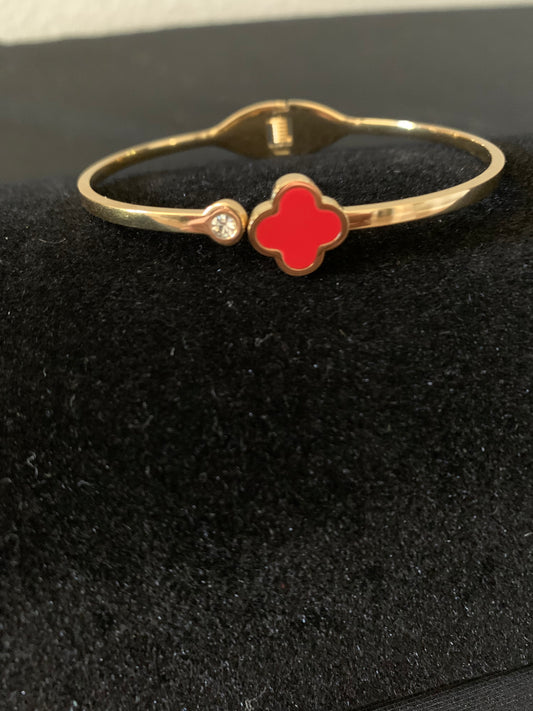 Four Leaf Clover Bangle Bracelet