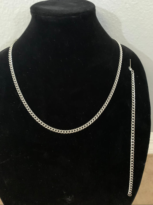 5mm Cuban Chain +Bracelet Set