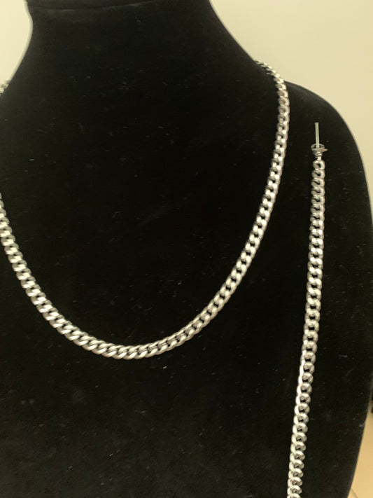 7 mm Miami Cuban Chain+ Bracelet Set