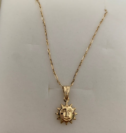 14kt Gold Sun shine pendant Necklace