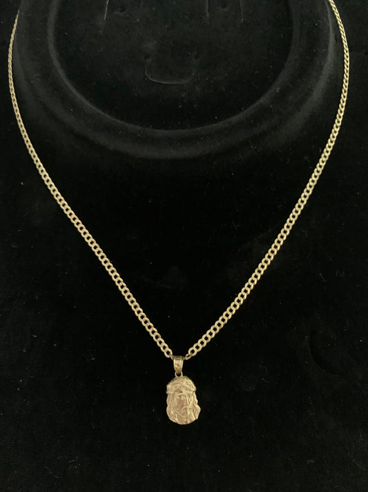 Real 14k  Yellow Gold Jesus Christ Head 18" Necklace 5.1 grams