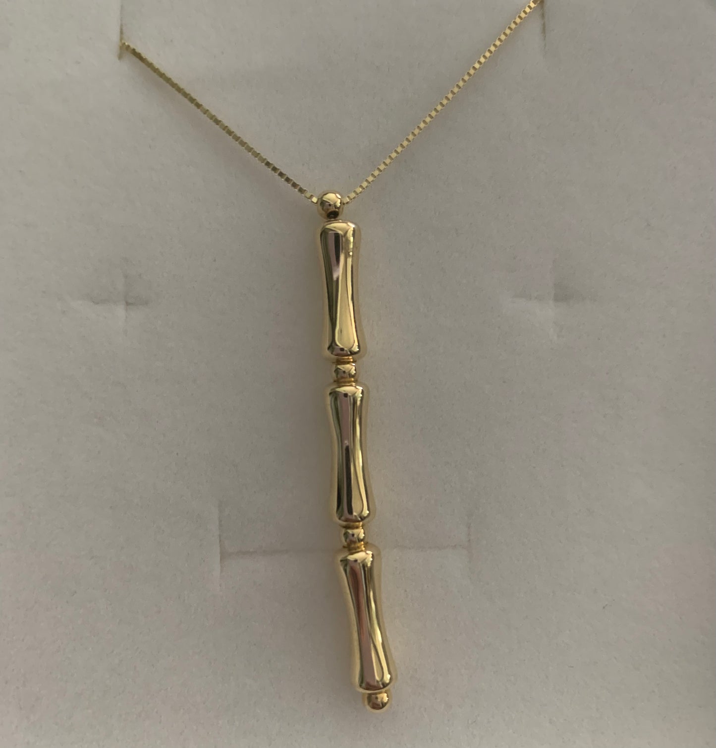 14k Real Gold Bamboo Bar Necklace Pendant