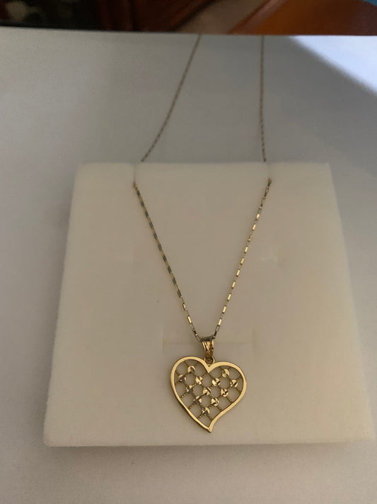 14k Real Gold Necklace With Hear Pendant