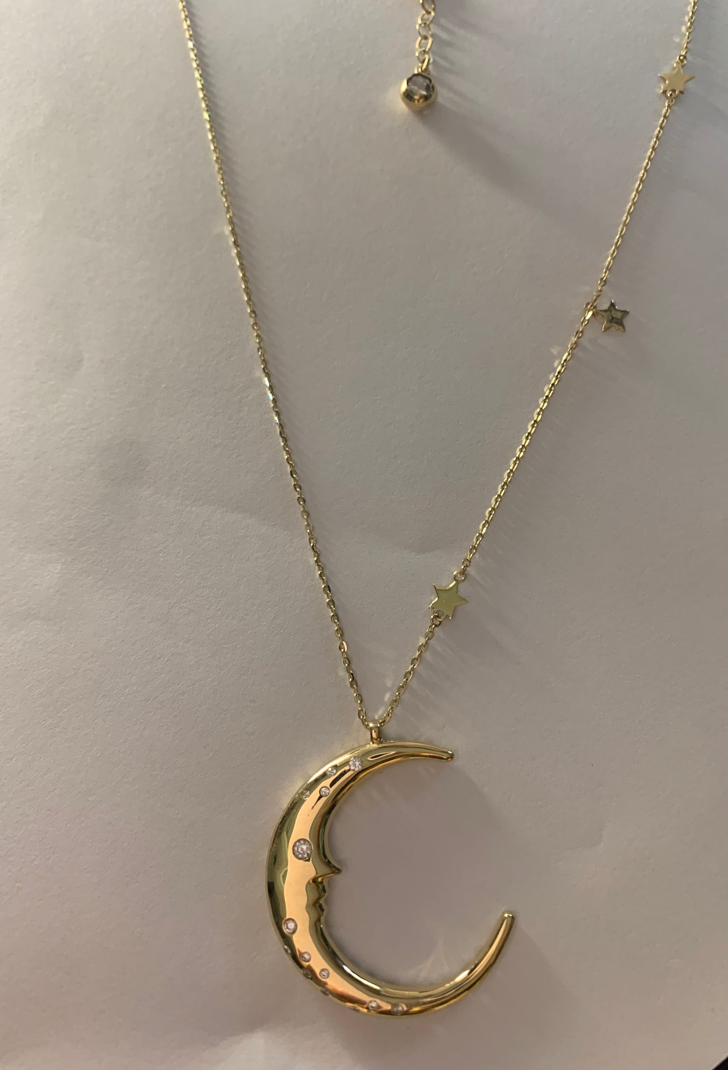 14k Real Gold Moon  and star Necklace Pendant 5 grams