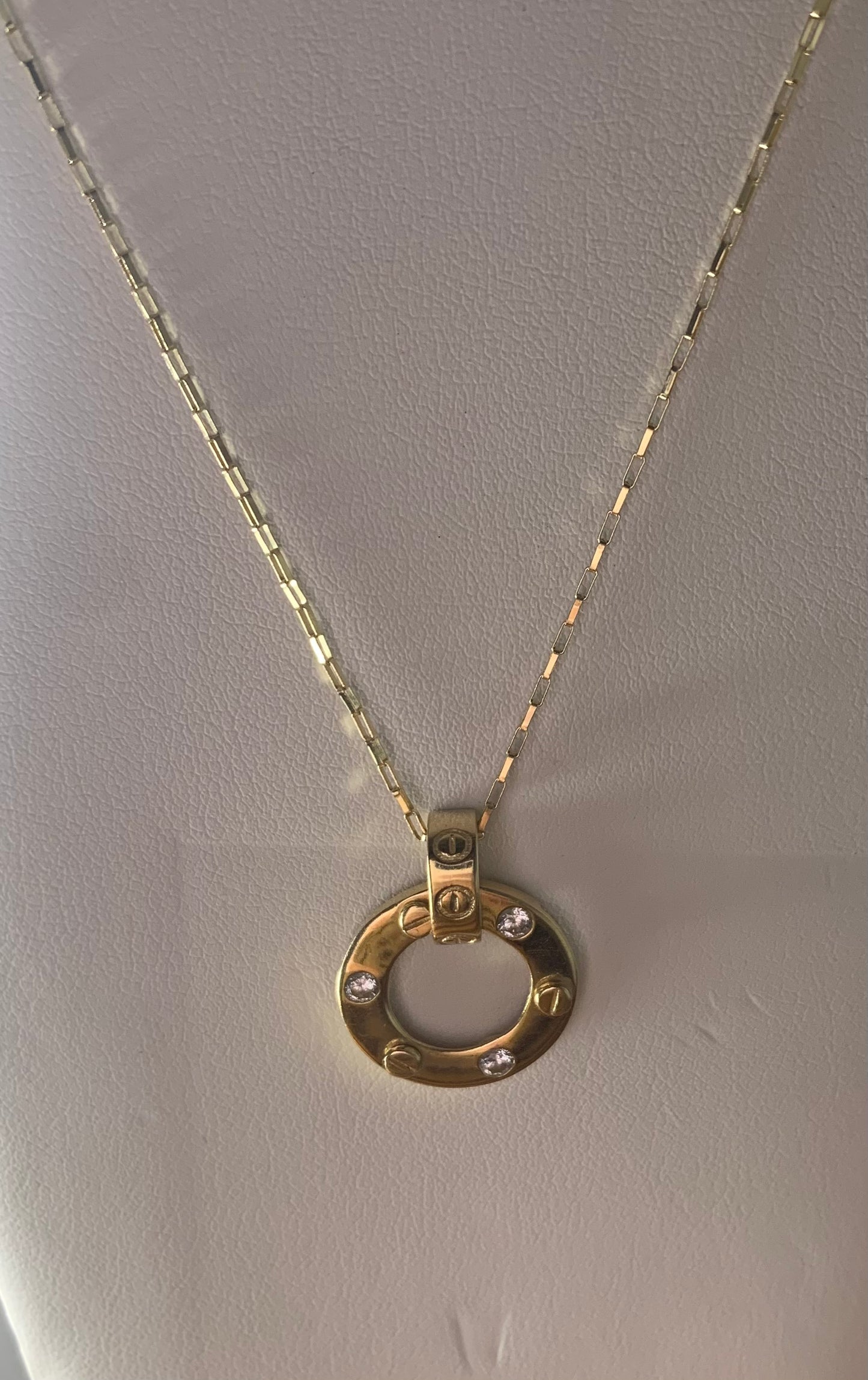 14k Gold Round  Fashion Necklace +Pendant