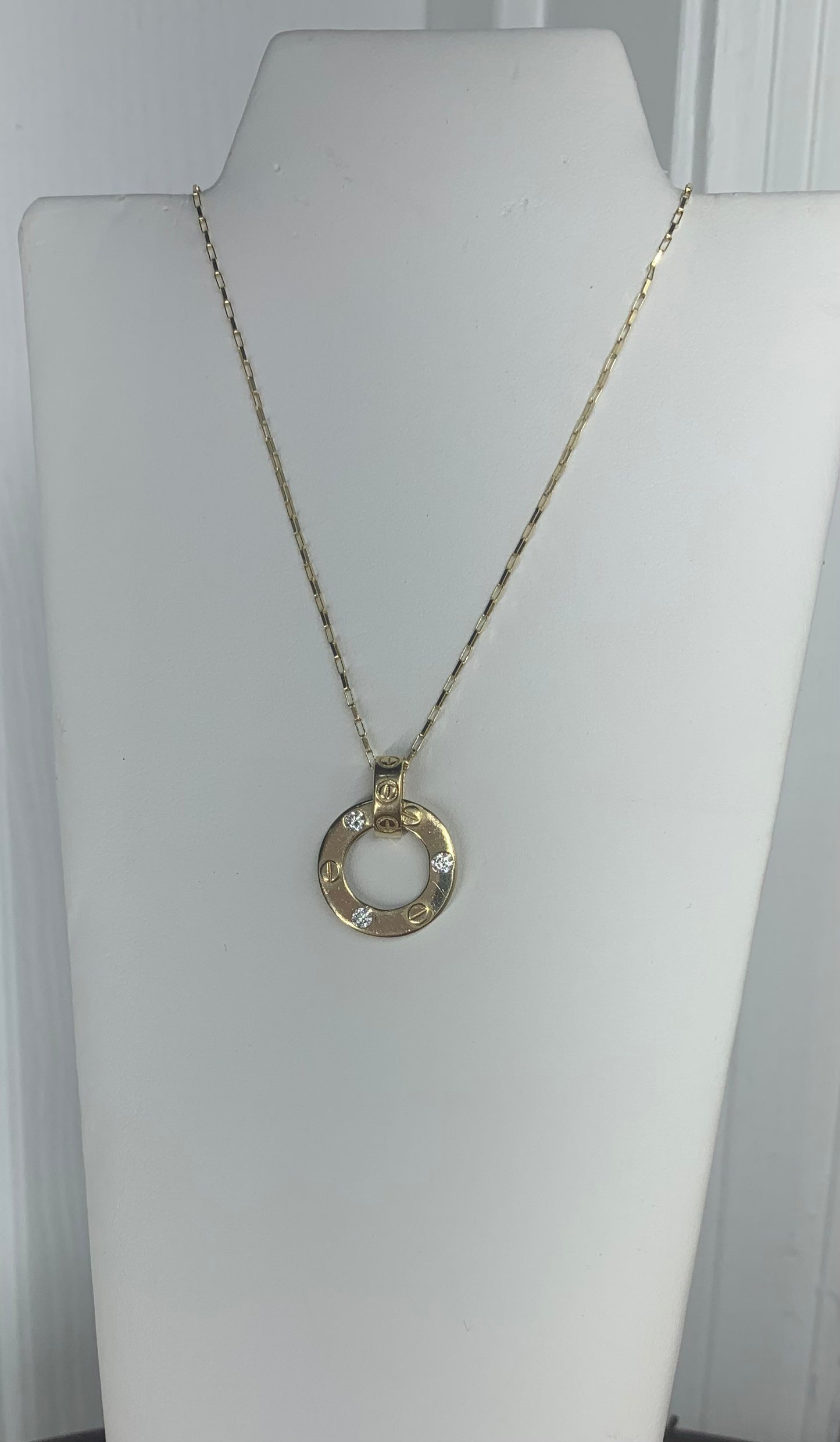 14k Gold Round  Fashion Necklace +Pendant