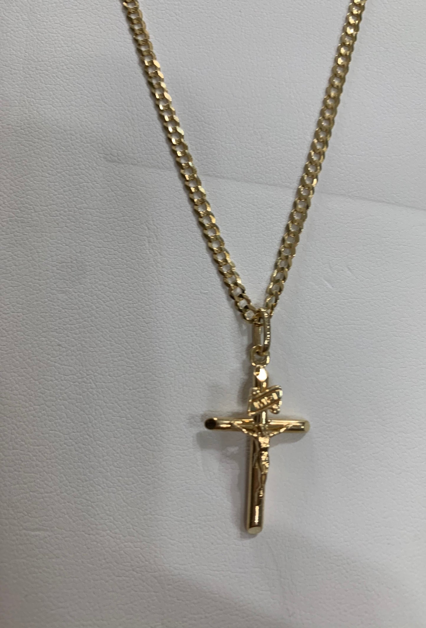 14k Gold Crucifix Pendant with necklace