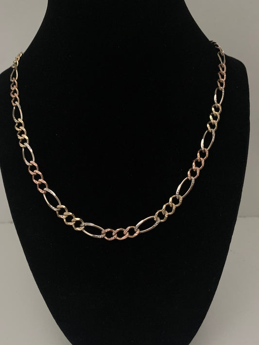 14k Solid Gold Figaro Link Chain 22"