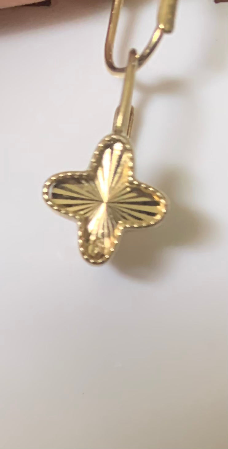 14kt Gold Four leaf Clover Earring for Girl