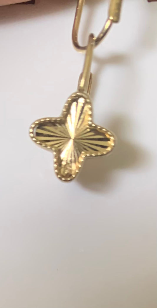 14kt Gold Four leaf Clover Earring for Girl