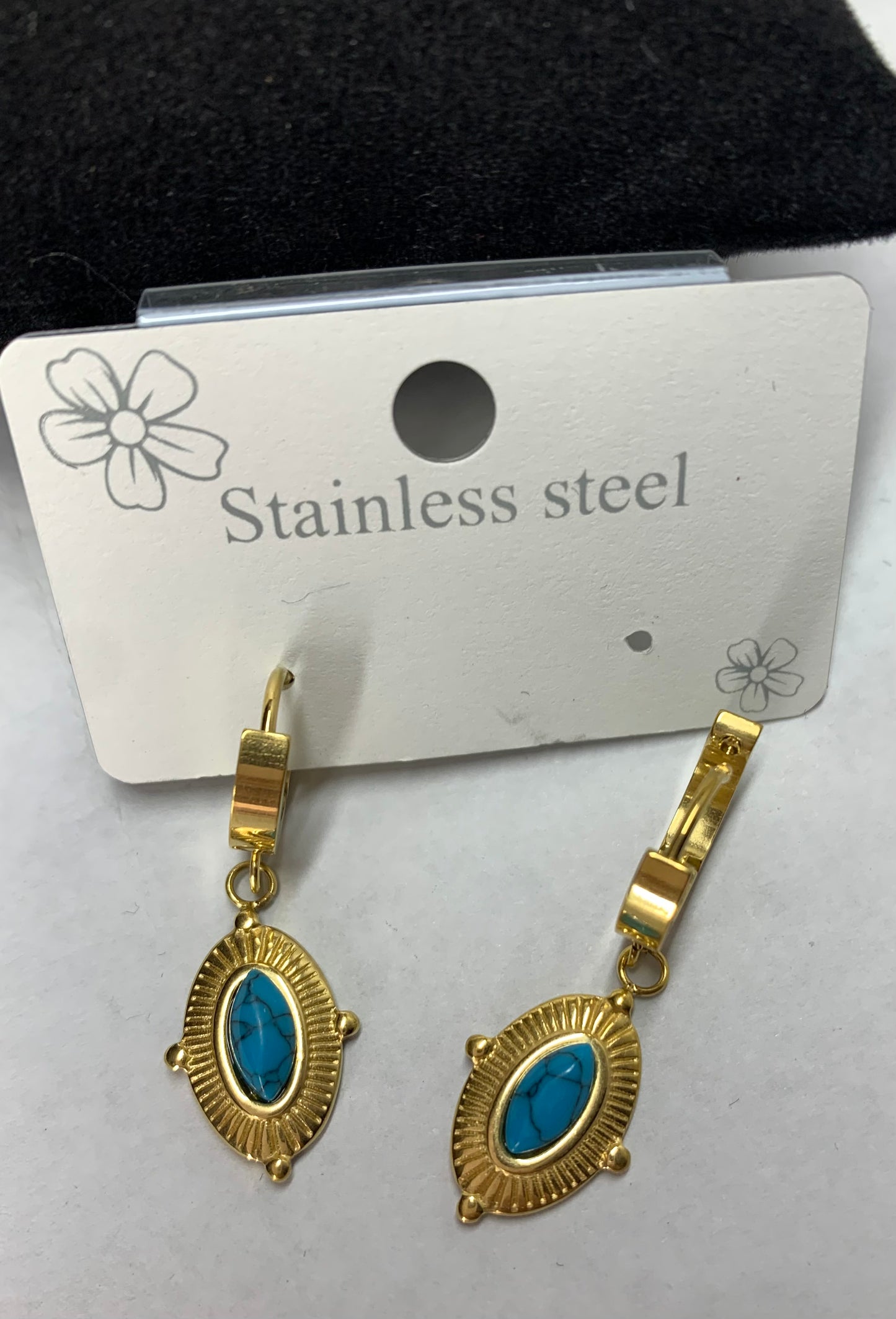 Stainless Steel  Oval Turquoise Earring Clip on