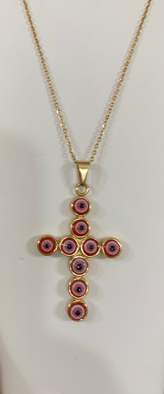 Stainless Steel Evil Eye Cross Necklace for women