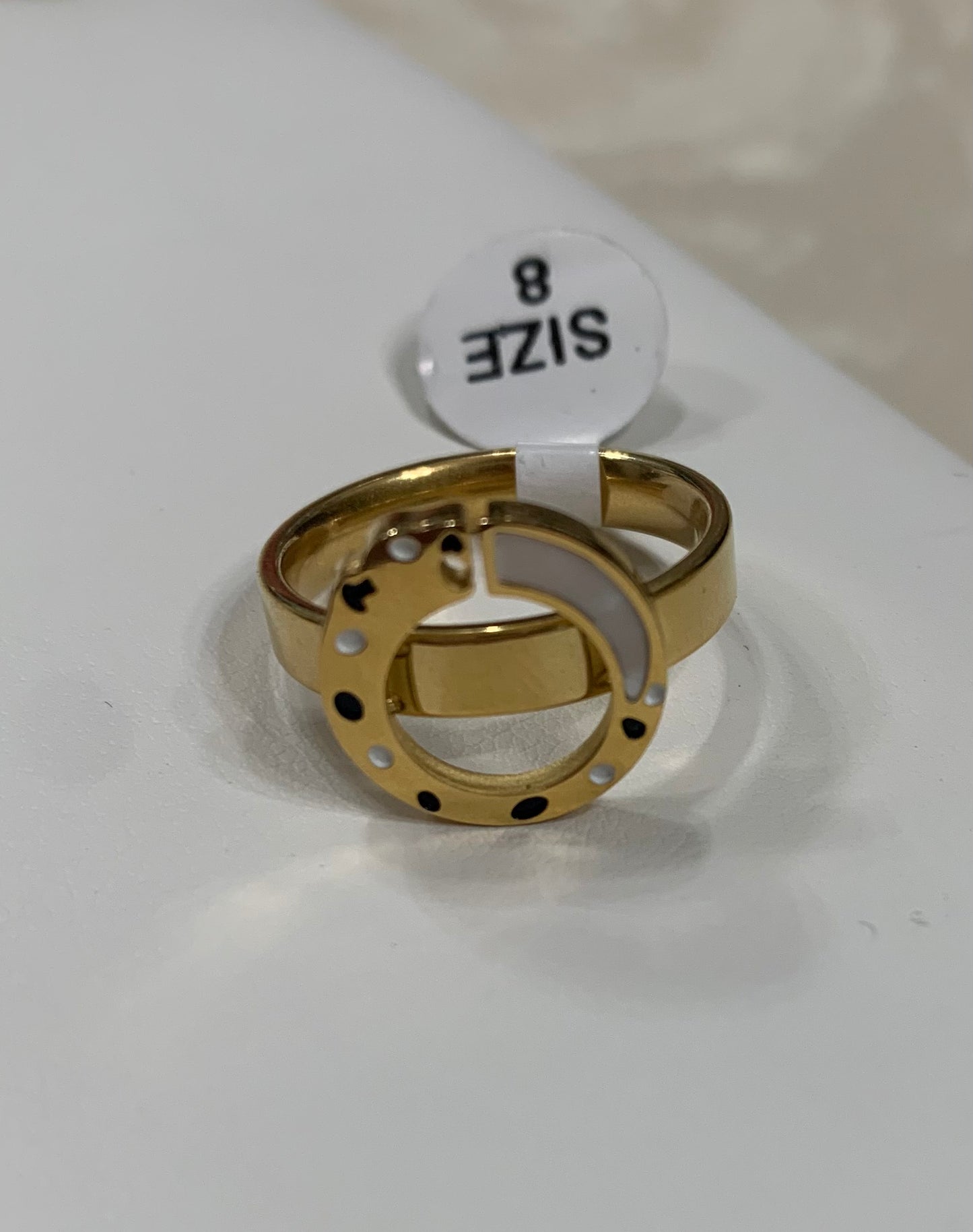 Stainless Steel Gold Plated Disc shape Ring Water Proof