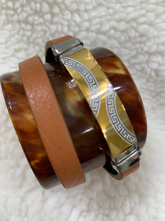 Leather and stainless Steel Man Bracelet