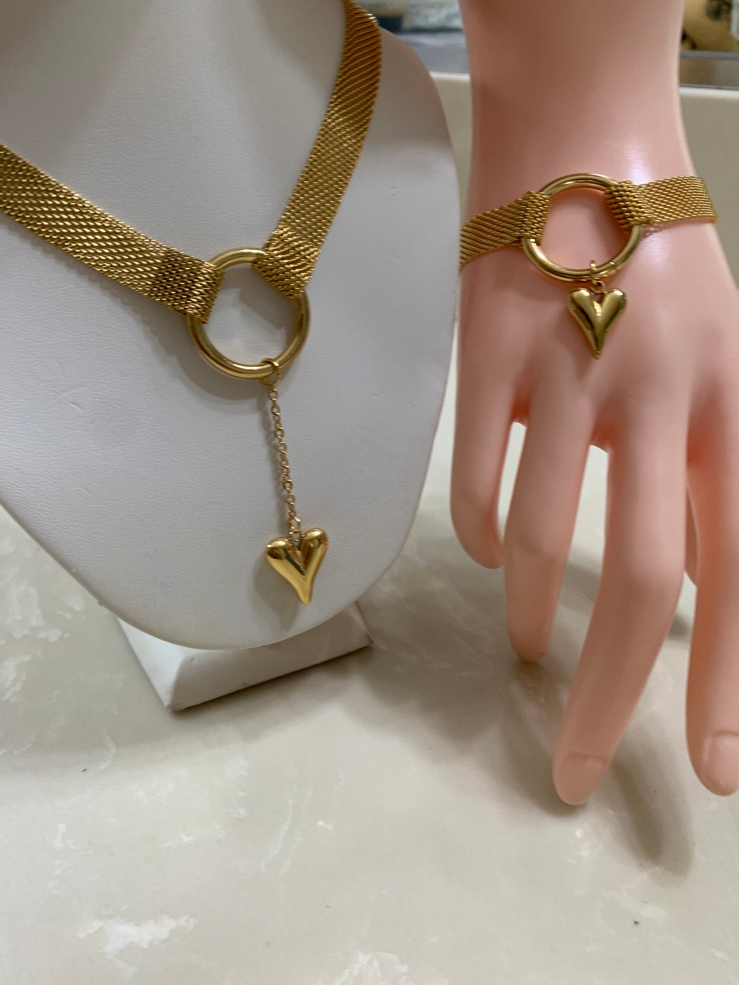 Choker and Bracelet Set Heart drop