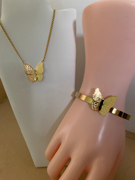 Butterfly Necklace and bracelet Set