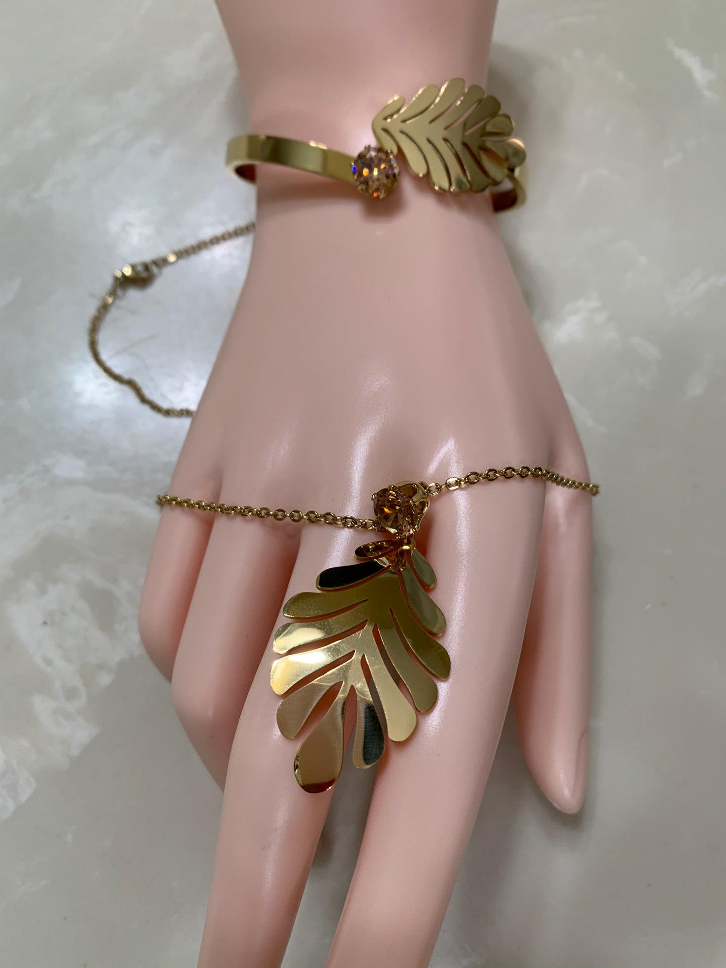 Leaf Necklace and Bracelet Set