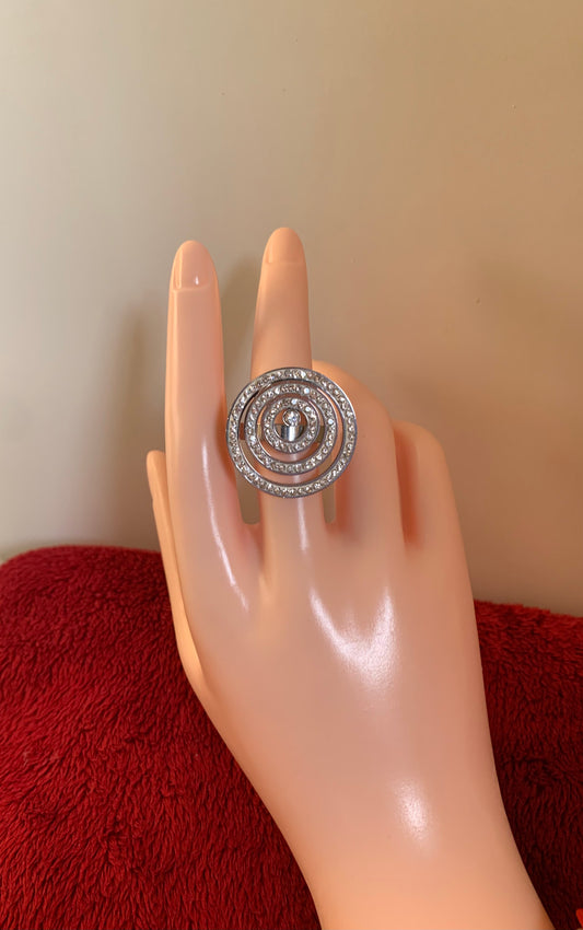 Spiral Silver Zircon Ring