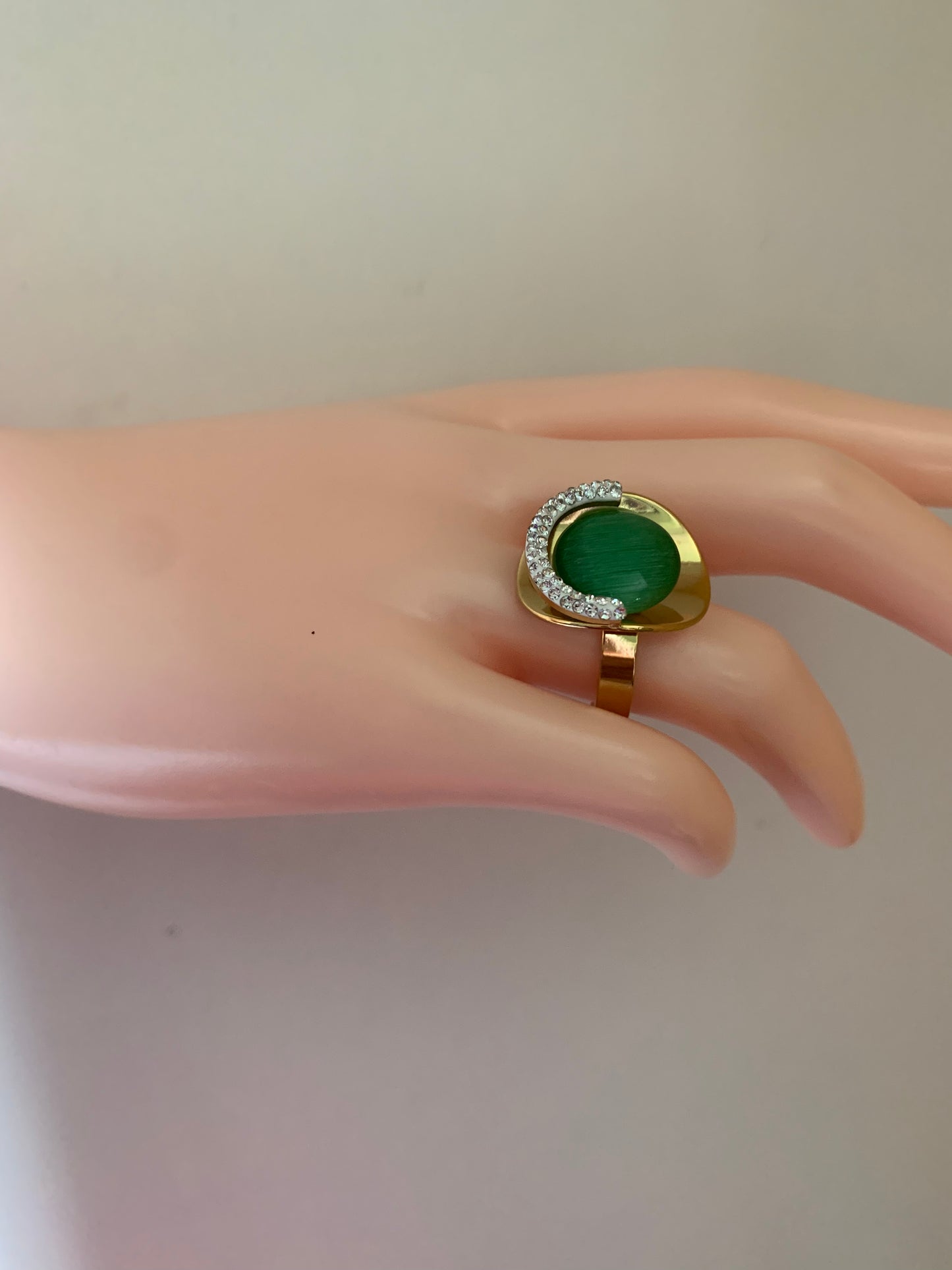 green stone with Zircon Ring