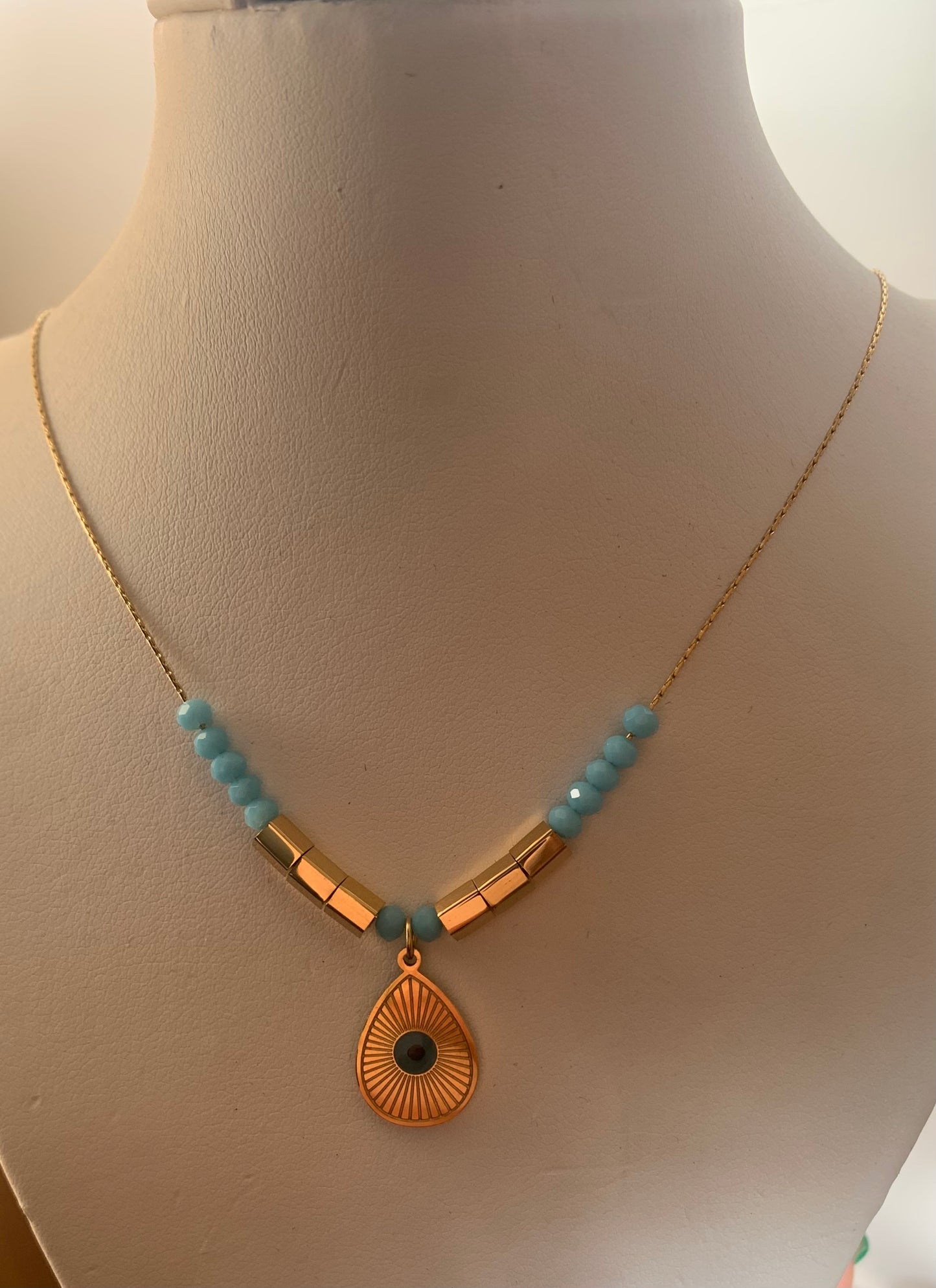 Evil Eye Gold Plated Stainless Steel Necklace