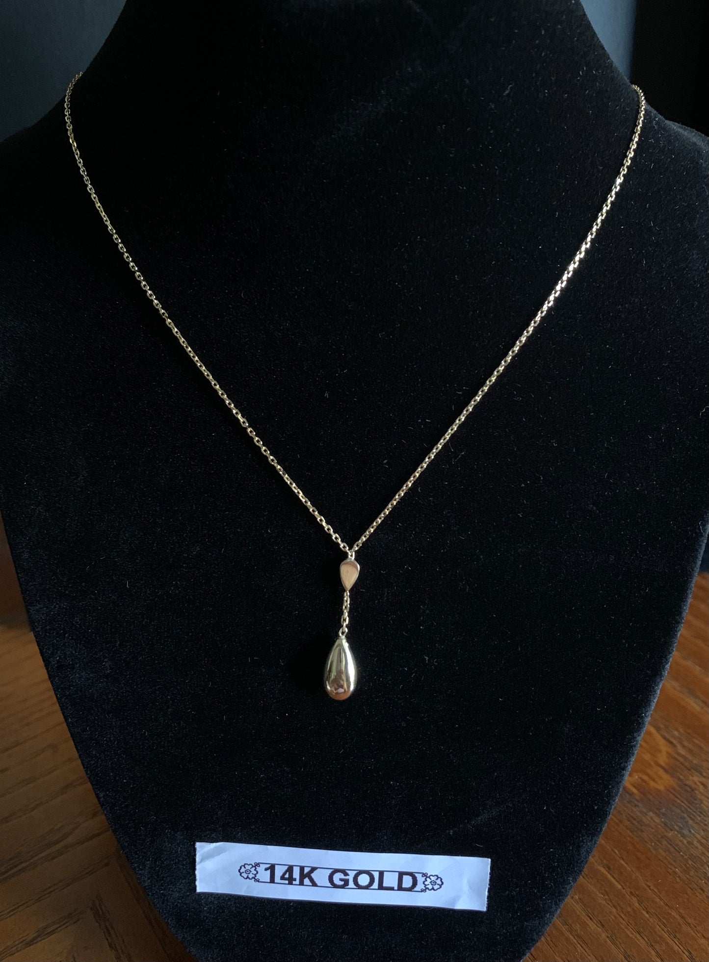 14k Gold  Teardrop Necklace