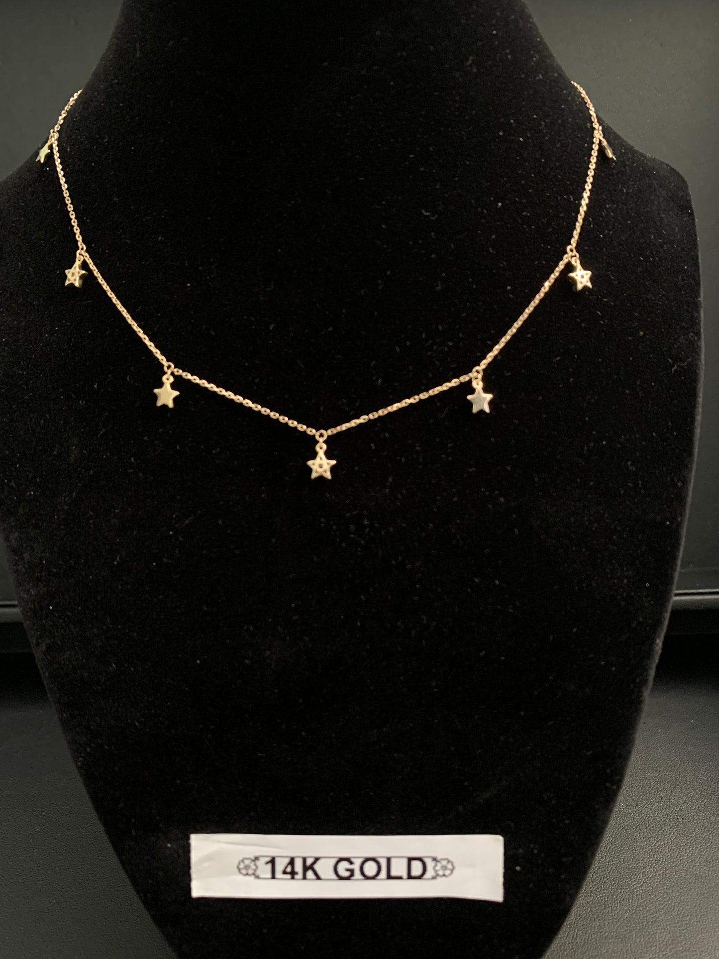 14k Gold Stars Clavicle Necklace