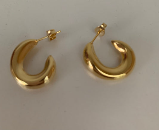 Stainless Steel gold  Platter Chunky Hoop Earring