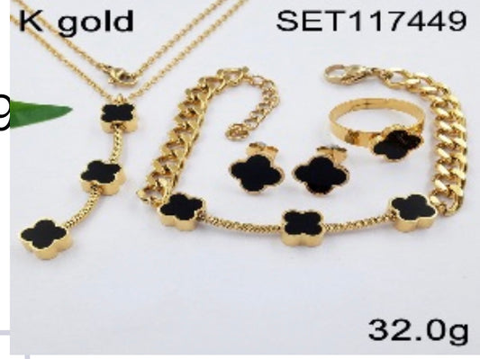 3 Four leaf Clover set , Stainless Steel