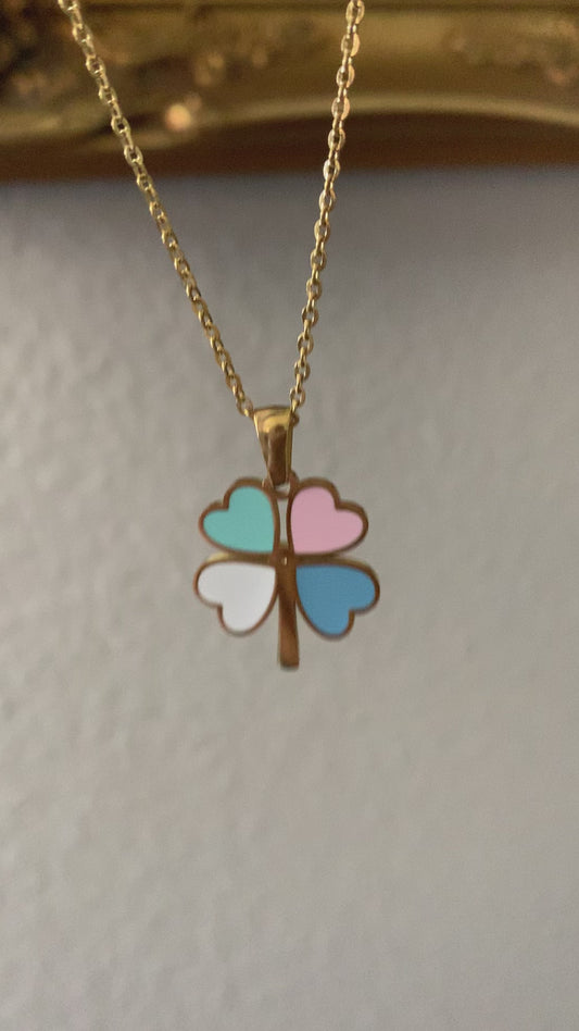 Single Four Leaf Clover (Pink/blue/White)