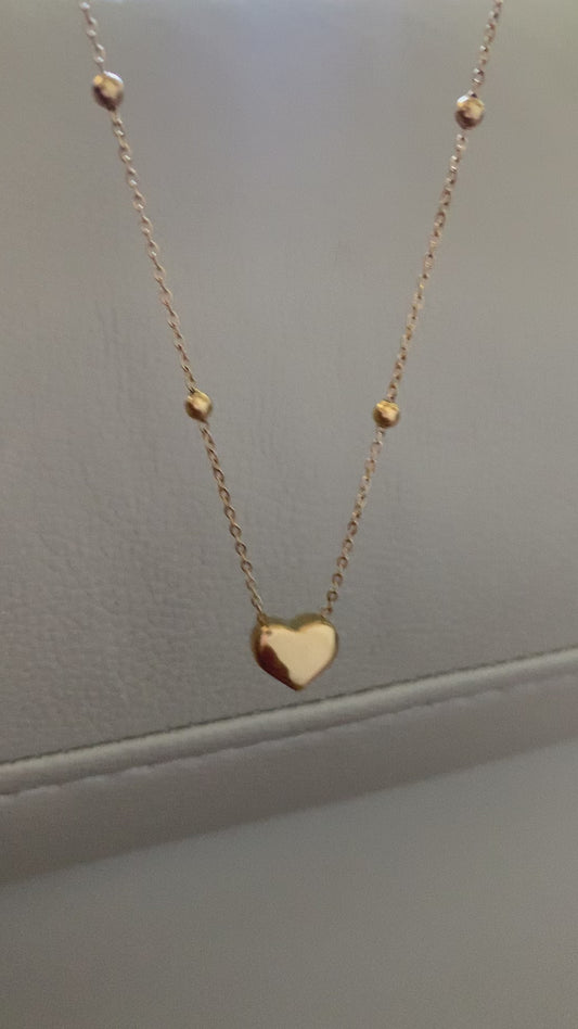 Single Shine Heart Pendant Necklace balls chain